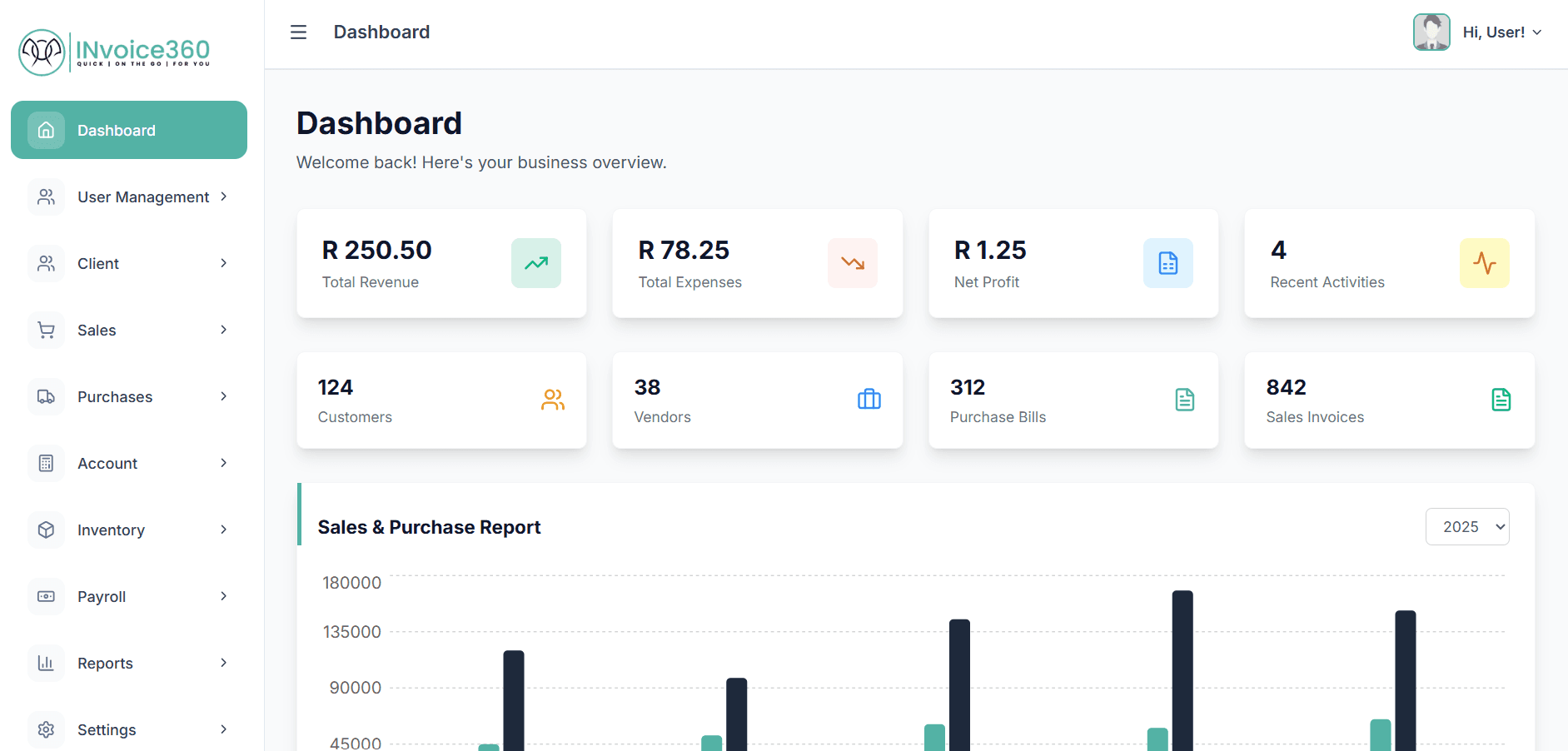 Invoice360 dashboard preview