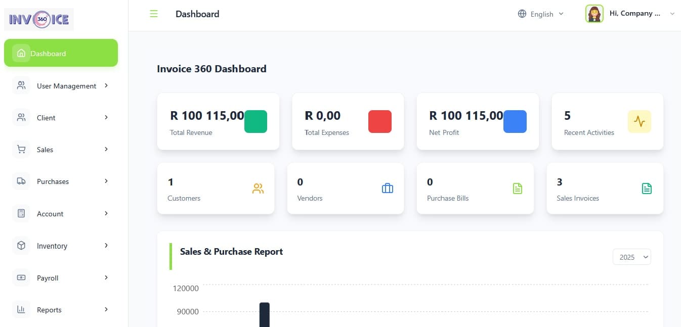 Invoice360 dashboard preview